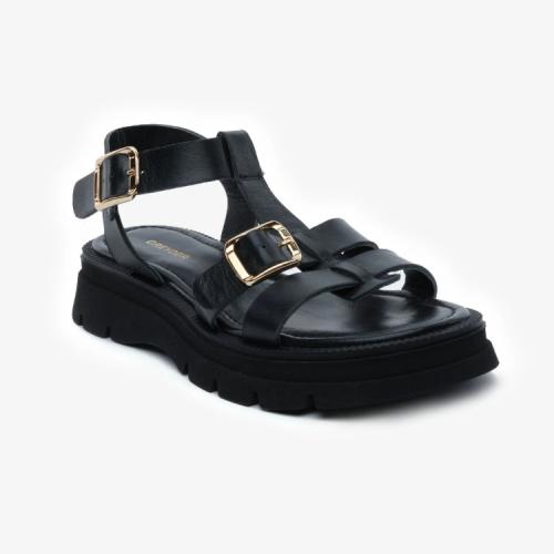 Greyder 59031 Siyah Hakiki Deri Casual Kadın Sandalet