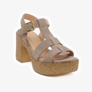 Greyder 59243 Bej Süet Hakiki Deri Casual Kadın Sandalet