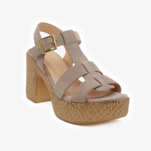 Greyder 59243 Bej Süet Hakiki Deri Casual Kadın Sandalet